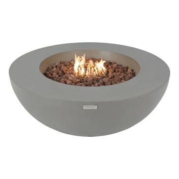 Elementi Lunar Bowl Cast Concrete Fire Pit - Perfect Natural Gas Fire Pit for Your Outdoor Space