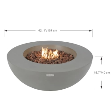 Elementi Lunar Bowl Cast Concrete Fire Pit - 45,000 BTUs