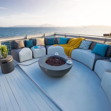 Elementi Lunar Bowl Cast Concrete Fire Pit - 45,000 BTUs