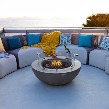 Elementi Lunar Bowl Cast Concrete Fire Pit - 45,000 BTUs