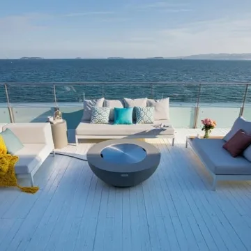 Elementi Lunar Bowl Cast Concrete Fire Pit - 45,000 BTUs