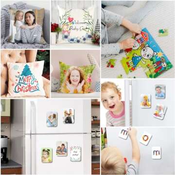 128 PCS Sublimation Blanks Products, Modacraft Christmas Ornaments Crafts Sublimation Starter Kit with Instruction Manual, Blank Makeup Bag Fridge Magnet Coaster Keychain Earring Mouse Pad Puzzle Flag