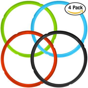 4 Pack Silicone Sealing Rings for Instant Pot, FineGood 4 Colors 5/6qt Size Sweet and Savory Edition...