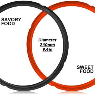 4 Pack Silicone Sealing Rings for Instant Pot, FineGood 4 Colors 5/6qt Size Sweet and Savory Edition Accessory for Pressure Cooker - Red, Black,Blue,Green