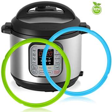 4 Pack Silicone Sealing Rings for Instant Pot, FineGood 4 Colors 5/6qt Size Sweet and Savory Edition Accessory for Pressure Cooker - Red, Black,Blue,Green