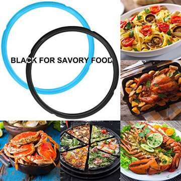 4 Pack Silicone Sealing Rings for Instant Pot, FineGood 4 Colors 5/6qt Size Sweet and Savory Edition Accessory for Pressure Cooker - Red, Black,Blue,Green