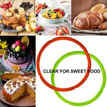 4 Pack Silicone Sealing Rings for Instant Pot, FineGood 4 Colors 5/6qt Size Sweet and Savory Edition Accessory for Pressure Cooker - Red, Black,Blue,Green