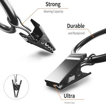 Homyplaza 44 Pack Black Curtain Rings with Clips, Curtain Hooks for Hanging, Heavy Duty Drapery Rings, Polish Rustproof Curtain Clips Hangers for Drapes, 1.5" Interior Diameter, Fits up to 1.25" Rods