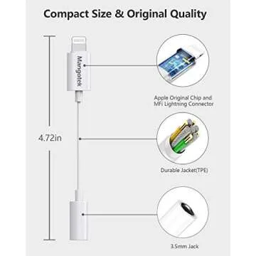 Mangotek iPhone Headphone Adapter, Lightning to 3.5 mm Headphone Jack Adapter iPhone Dongle Converter Aux Adaptor Compatible with iPhone 14 13 12 11 Pro Max 7 8 Plus SE X XR XS