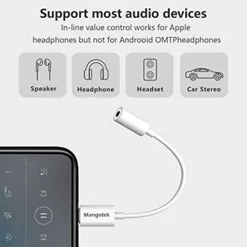 Mangotek iPhone Headphone Adapter, Lightning to 3.5 mm Headphone Jack Adapter iPhone Dongle Converter Aux Adaptor Compatible with iPhone 14 13 12 11 Pro Max 7 8 Plus SE X XR XS