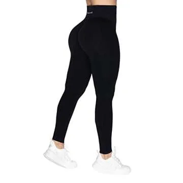 Sunzel Scrunch Butt Lifting Leggings for Women High Waisted Seamless Workout Leggings Gym Tights Tummy Control Yoga Pants Black