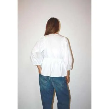 GRMLRPT Tie Front Tops for Women Y2k Puff Sleeve Peplum Babydoll Top Short Sleeve Cute Summer Tops Teen Girls Going Out White