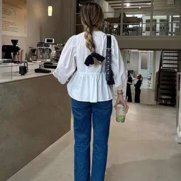 GRMLRPT Tie Front Tops for Women Y2k Puff Sleeve Peplum Babydoll Top Short Sleeve Cute Summer Tops Teen Girls Going Out White