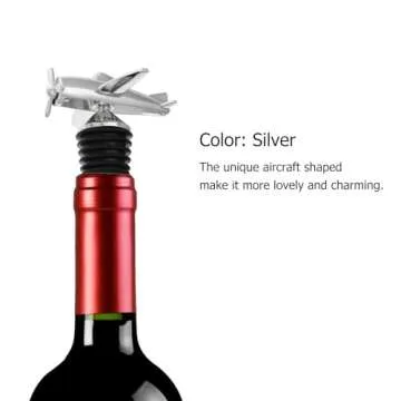 NUOBESTY Decorative Metal Wine Stopper - Unique Airplane Design