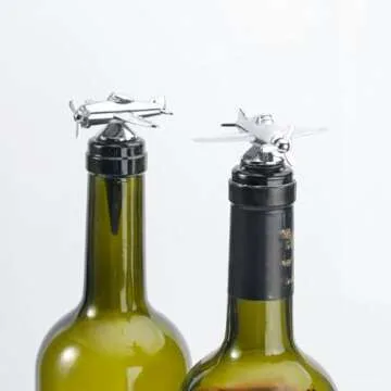 NUOBESTY Decorative Metal Wine Stopper - Unique Airplane Design