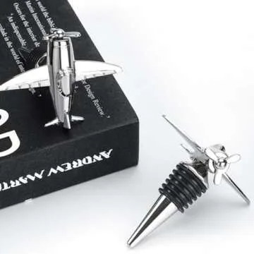 NUOBESTY Decorative Metal Wine Stopper - Unique Airplane Design