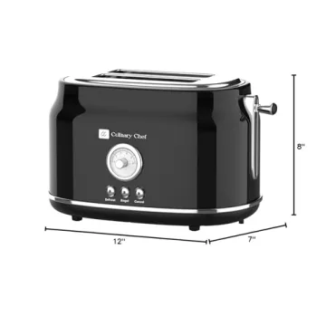 CULINARY CHEF Retro 2 Slice Toaster with 5 Toast Settings