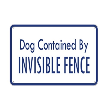 Aluminum Horizontal Metal Sign Multiple Sizes Dogs Contained by Invisible Fence Pet Animal White wit...