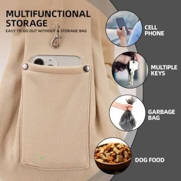 Dog Carrier Sling - Reversible Puppy Carrier Purse with Storage Pocket, Hand-Free Dog Sling Carrier for Carry Small Dogs and Cats, Travel Safety Harness, Dog and Cat Harness (Apricot)