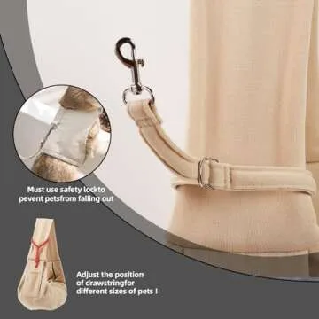 Dog Carrier Sling - Reversible Puppy Carrier Purse with Storage Pocket, Hand-Free Dog Sling Carrier for Carry Small Dogs and Cats, Travel Safety Harness, Dog and Cat Harness (Apricot)