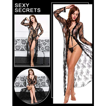 Sexy Long Lace Dress Kimono Robe for Women