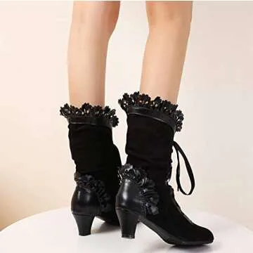 Stylish LanreyTaley Sweet Bow Mid-Calf Boots for All Occasions