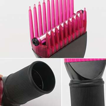 Segbeauty Hair Dryer Comb Attachment, Pink Detangling Blow Dryer Brush Attachment for Nozzle 1.57-1.97" Hair Dryer, Hairdressing Salon Tool for Smoothing Straightening Wavy Natural Frizzy Curly Hair
