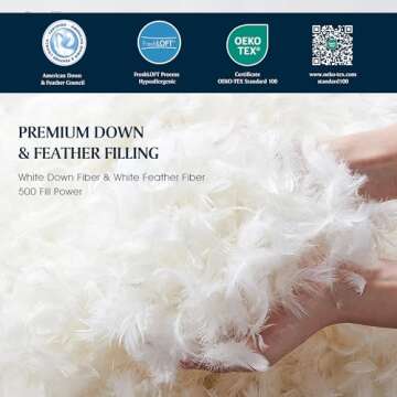 Serta Down Fiber Comforter Queen Size-All Season Duvet Insert, Luxury Fluffy Bed Comforter 100% Cott...