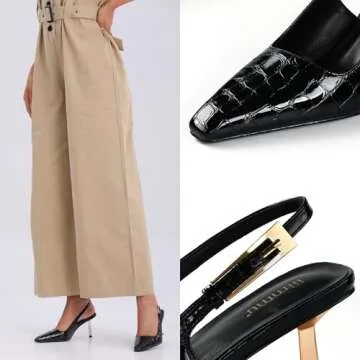 iiimmu Black Heels Faux Crocodile Closed Toe 3.5 in Stiletto Kitten Heels Pumps, Slingback Heels for...