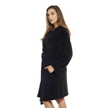 Just Love 6341-Black-S Kimono Robe/Hooded Bath Robes for Women