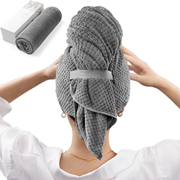 YFONG Large Microfiber Hair Towel Wrap for Women - Ultra Soft & Quick Drying