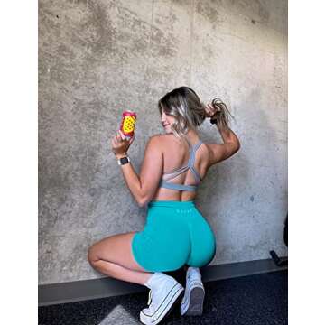 CELER Womens Workout Shorts Seamless Scrunch Butt Gym Shorts High Waisted Yoga Athletic Booty Shorts, Tidal Waves S