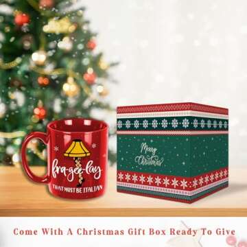 Arsemica Funny Christmas Coffee Mug, 11oz Christmas Story Drinking Cup Merchandise, Novelty Holiday Party Cups for Table Decorations, Xmas White Elephant Gifts for Women Men Coworkers - Frageelay