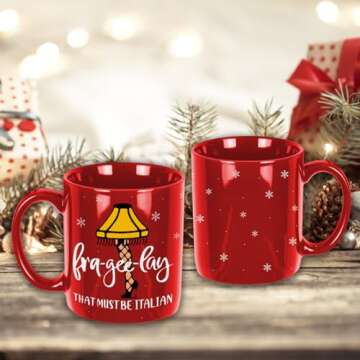Arsemica Funny Christmas Coffee Mug, 11oz Christmas Story Drinking Cup Merchandise, Novelty Holiday Party Cups for Table Decorations, Xmas White Elephant Gifts for Women Men Coworkers - Frageelay