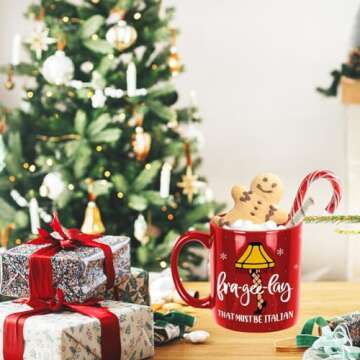 Arsemica Funny Christmas Coffee Mug, 11oz Christmas Story Drinking Cup Merchandise, Novelty Holiday Party Cups for Table Decorations, Xmas White Elephant Gifts for Women Men Coworkers - Frageelay