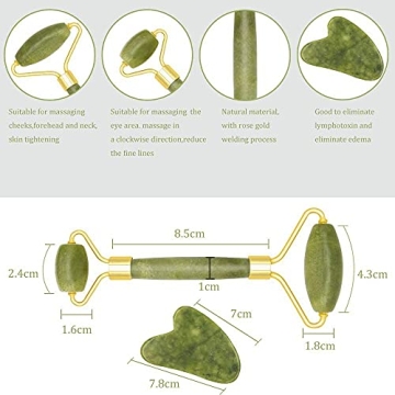 Jade Roller & Gua Sha Set - Anti Aging Facial Massager