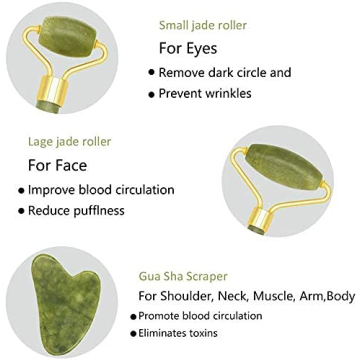 Jade Roller & Gua Sha Set - Anti Aging Facial Massager