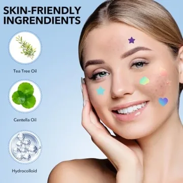 Pimple Patches for Face, Hydrocolloid Acne Patches, Pimple Patches for Blemishes and Zits, Pimple Patches Cute with Tea Tree Oil, Facial Sticker by Pimple Patches Stars (232pcs)