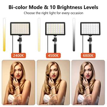 Unicucp 2 Pack LED Video Light, Photography Lighting Kit, 2400-6800K Dimmable Studio Light 97 CRI wi...