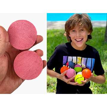 JA-RU Hi-Bounce Pinky Ball (1 Pack) Rubber-Handball Bouncy Balls for Kids and Adults. Small Pink Stress Bounce Ball. Indoor and Outdoor Sport Party Favors. Therapy. Plus 1 Small Ball. 976-1B
