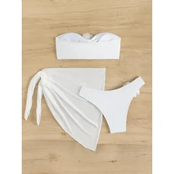 BEAUDRM Women's 3 Piece Flower Bikini Set for Summer Fun