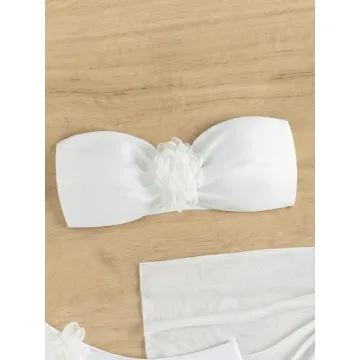 BEAUDRM Women's 3 Piece Flower Bikini Set for Summer Fun