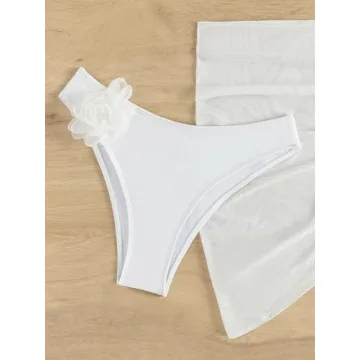 BEAUDRM Women's 3 Piece Flower Bikini Set for Summer Fun