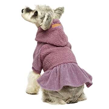 Fitwarm Fuzzy Sherpa Dog Winter Clothes Dog Hoodie Dresses Thermal Skirt Girl Doggie Dress Thick Jac...