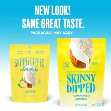 SkinnyDipped Lemon Bliss Yogurt Covered Almonds, Healthy Snack, Plant Protein, Gluten Free, 3.5 oz Resealable Bags, Pack of 5