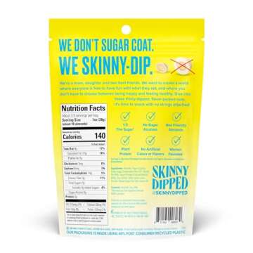 SkinnyDipped Lemon Bliss Yogurt Covered Almonds, Healthy Snack, Plant Protein, Gluten Free, 3.5 oz Resealable Bags, Pack of 5
