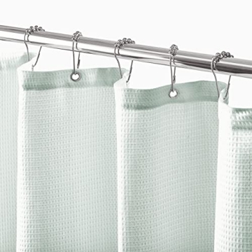 mDesign Luxury Waffle Knit Shower Curtain - Light Aqua Blue