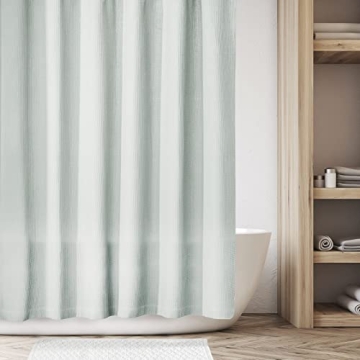 mDesign Luxury Waffle Knit Shower Curtain - Light Aqua Blue