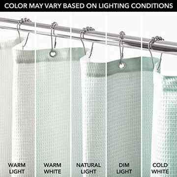 mDesign Luxury Waffle Knit Shower Curtain - Light Aqua Blue