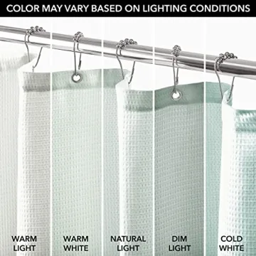 mDesign Luxury Waffle Knit Shower Curtain - Light Aqua Blue